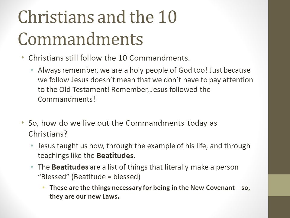 The teachings of the ten commandments of the old testament